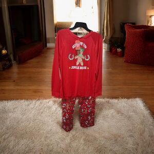 Kids Red Holiday Gingerbread Pajama Set